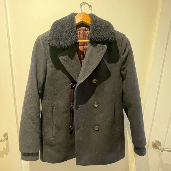 Ted Baker Navy Wool Pea Coat - Picture 1 of 3
